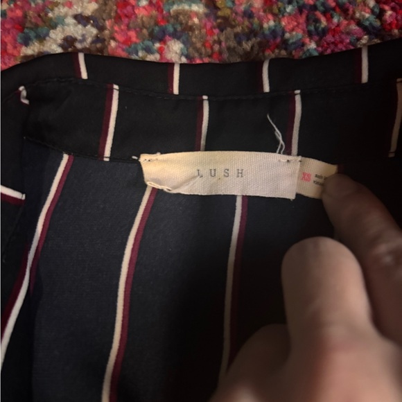 Navy, maroon, and white pinstripe dress - Picture 4 of 7